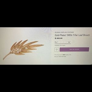 Susan Caplan Gold plated Vintage Leaf Brooch